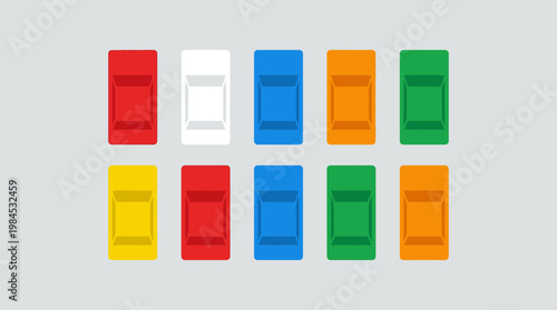 Colorful plastic bricks arranged neatly.