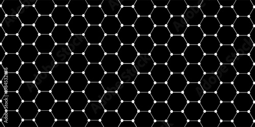 Black background. Dark hexagon carbon fiber texture. Navy blue honeycomb metal texture steel background. Web design template vector illustration EPS 10.