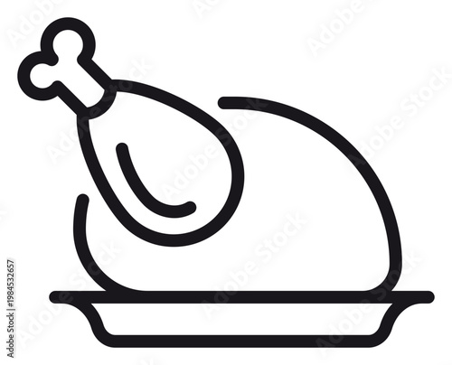 Photos Roasted chicken or turkey on a platter vector icon illustration