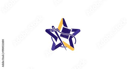 Creative Needlework Design with Star Shape and Stamp for Crafting or Artistic Projects