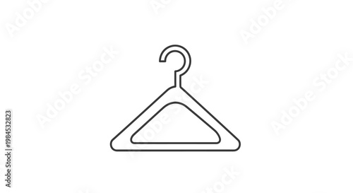Minimalist outline of a clothing hanger, a simple symbol for wardrobe and apparel