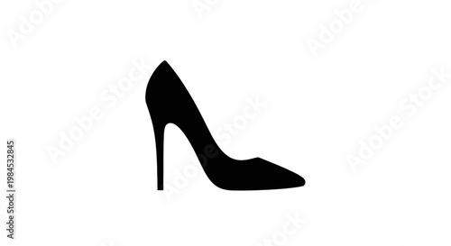 Silhouette of a Stiletto Heel Shoe on a White Background Fashion and Style Concept