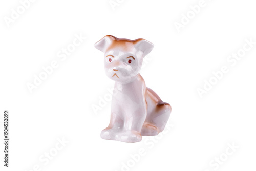 Vintage Porcelain figurine of a dog puppy made in USSR isolated on white. Good for interior design elements or a catalogue