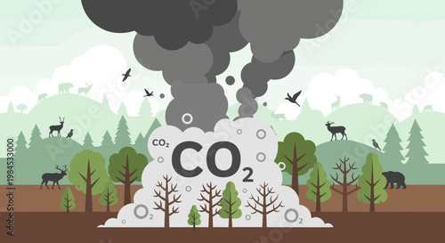 Carbon Dioxide Emission Impact on Nature and Wildlife.