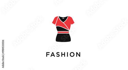 Minimalist Fashion Icon: Red and Black Top Design Emblem Representing Style