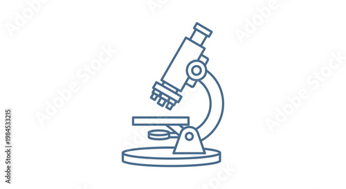 Minimalist blueprint of a microscope suitable for scientific research and visual study