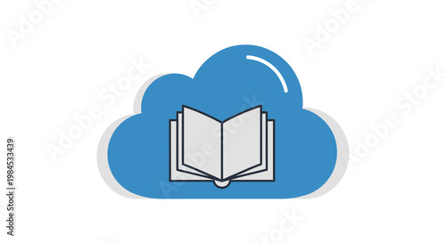 Cloud-Based Library: Illustrative depiction of digital books available in the cloud service