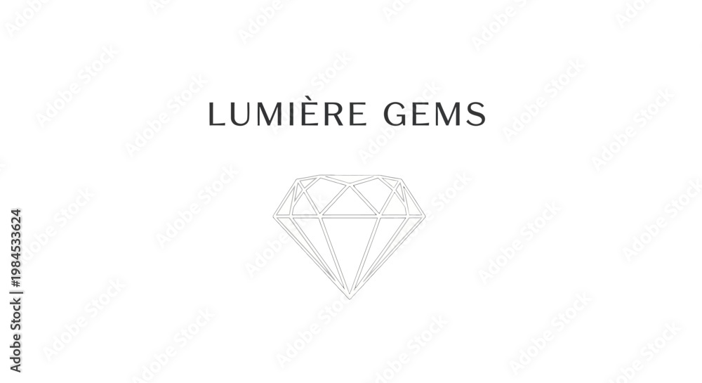 Fototapeta premium Minimalist logo design featuring the text 'Lumi?re Gems' and an outline diamond shape