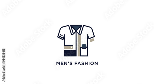 Minimalist graphic of a men's shirt icon representing fashion apparel design