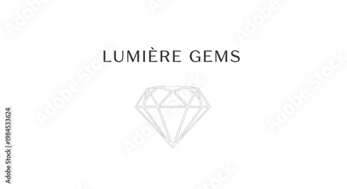 Minimalist logo design featuring the text 'Lumi?re Gems' and an outline diamond shape