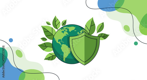 Earth Shielded by Green Protection Symbol.