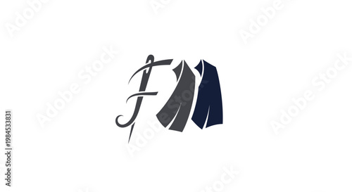 Elegant Tailoring Logo Featuring Needle, Fabric Swatches, and Stylish Initial Lettering