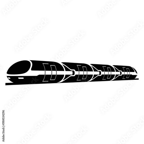 Sleek Black and White Monorail Train Vector Illustration.