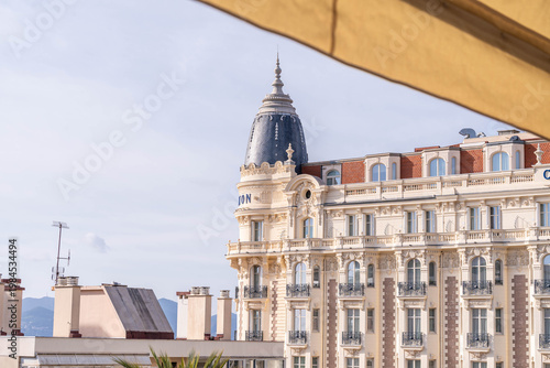 Elegant architectural detail of classic building facade with ornate design