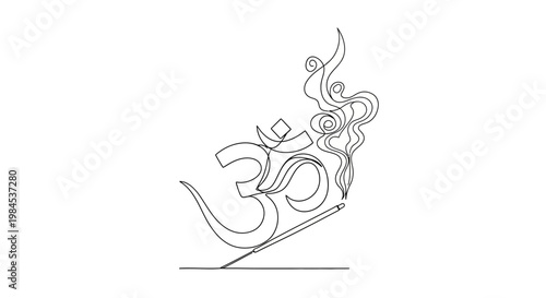 Om Symbol with Incense Stick and Smoke - Zen Meditation and Spirituality