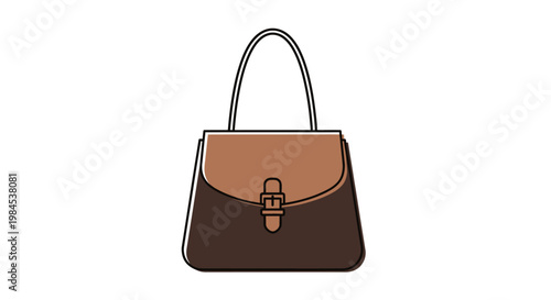 Illustration of a fashionable handbag in a two-tone color palette with a prominent buckle design