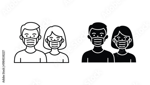 People Face Mask Icons Safety Protection