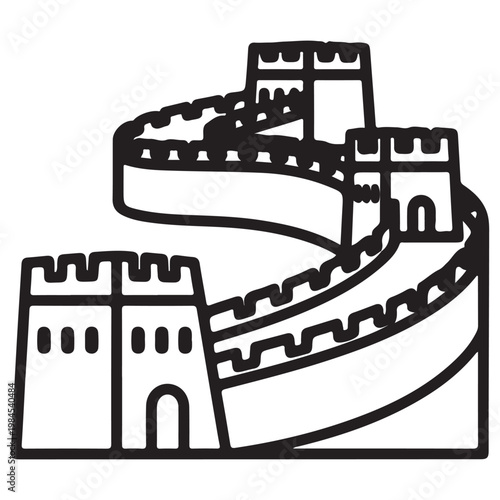 Great Wall of China minimalist vector illustration icon for travel and tourism branding