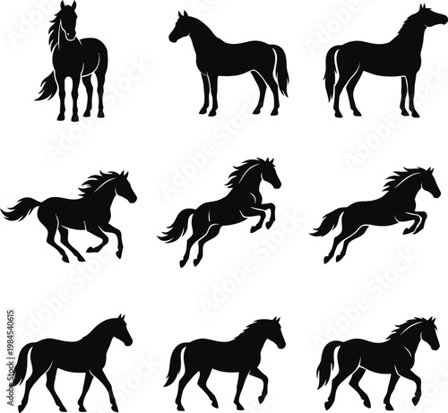 Mustang and Arabian Horse Silhouettes for Logos and Graphics