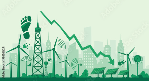 Green energy transition and economic decline graph.