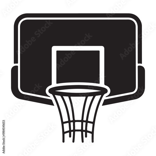 Basketball hoop with backboard and net icon vector illustration for sports branding and athletic equipment design