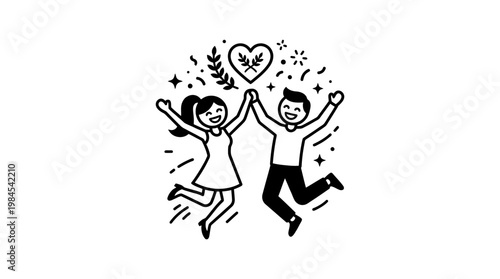 Joyful Couple Celebrating Love and Success