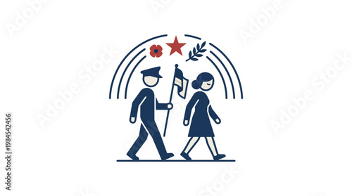 Memorial Day Procession Icon on White