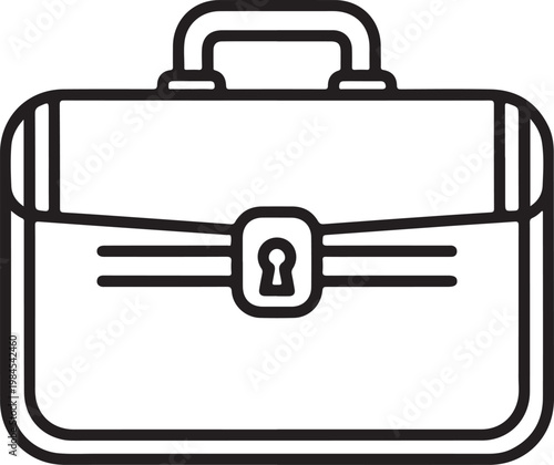 Briefcase icon, business bag, office briefcase, locked case