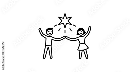 Two People Reaching For A Shining Star