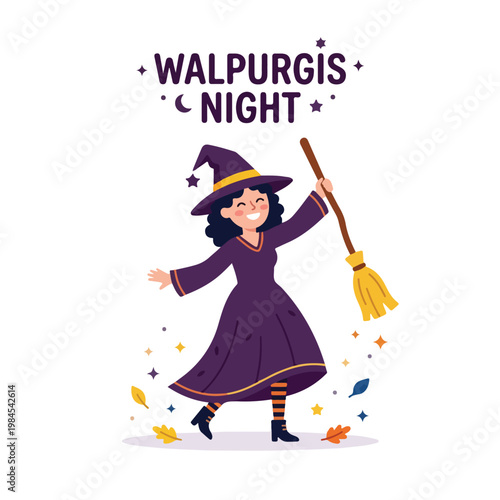Vector of a woman celebrating Walpurgis Night 3