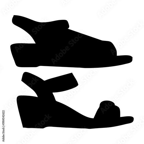Silhouette of Two Wedge Sandals.