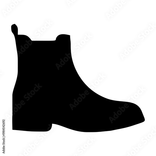 Black Chelsea Boot Silhouette Icon Vector.