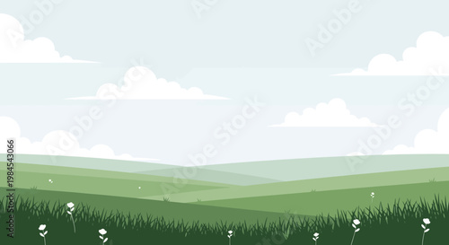 Serene Landscape with Rolling Hills and Clear Sky
