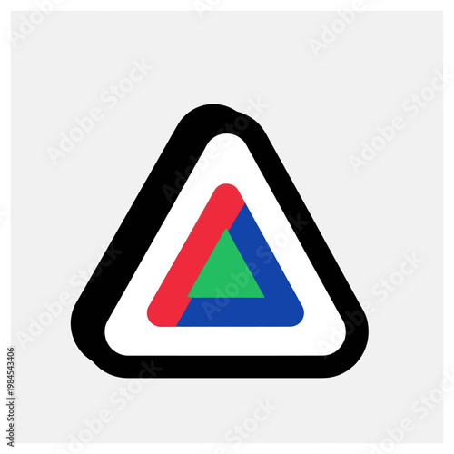 Abstract Triangle Logo Design with Red, Green, and Blue Layers.