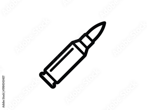 Bullet cartridge ammunition round vector icon isolated on white background