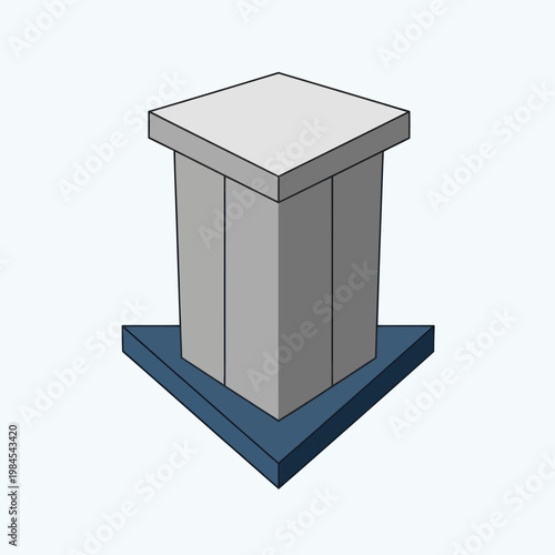Isometric Illustration of a Pedestal with a Square Top and Base.