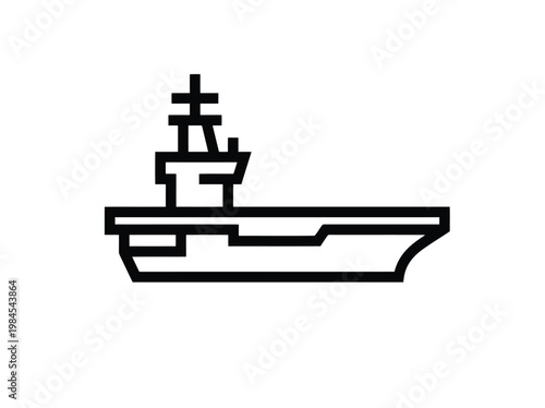 Aircraft carrier military warship naval vessel vector icon isolated on white background