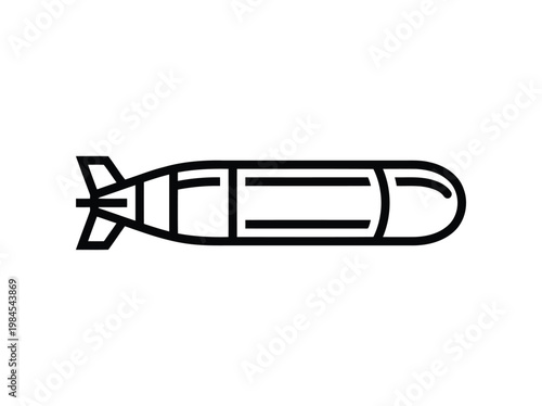 Military torpedo underwater missile weapon vector icon isolated on white background