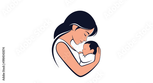 A loving mother gently cradles her precious newborn baby, symbolizing the unconditional love and tender bond between parent and child