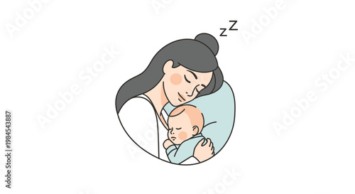A mother gently cradles her sleeping baby in a tender moment of love and serenity