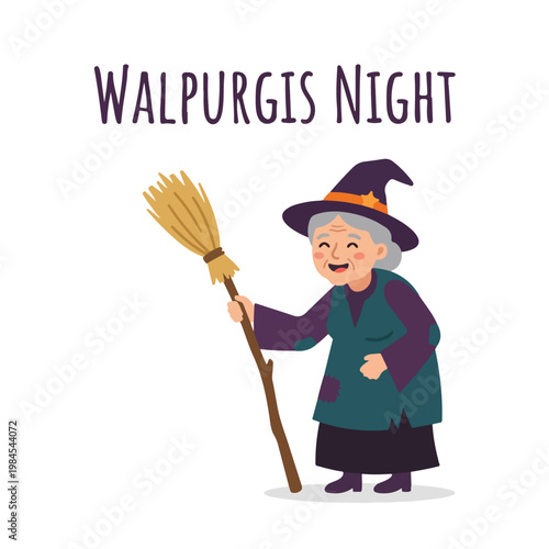 Vector of a grandma celebrating Walpurgis Night 5
