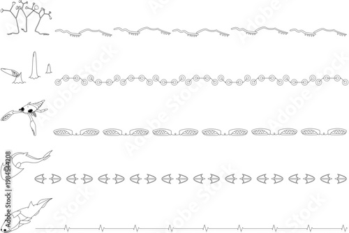 ポップなシルル紀生物の仕切り線素材セット