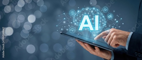 Digital Concept of Artificial Intelligence with Human Touch and Innovative Technology in Modern Business Environment