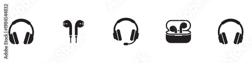 Headphones icons set. Customer service. Customer support. Design element suitable for website, print design or app. Vector illustration. Vector Graphic. EPS 10