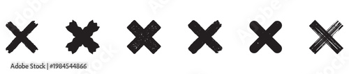 Cross mark check icon set. Variants of the wrong, incorrect, false, reject, ban, criss-cross, crossed out, × sign with the four best usable line thicknesses. Vector Illustration. Vector Graphic. EPS 1