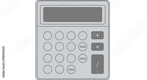 Minimalist Calculator Illustration Depicting Numeric Calculations and Mathematical Functions