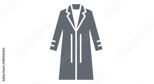 Minimalist graphic depiction of a long coat silhouette, perfect for fashion design and branding