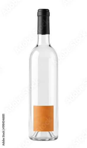Blank Wine Bottle Mockup – Clear Glass Bottle with Label for Branding Design