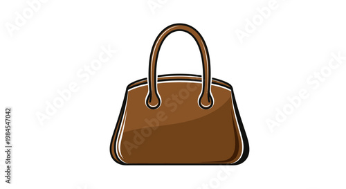 Illustration of a brown handbag with a white outline on a pristine white background