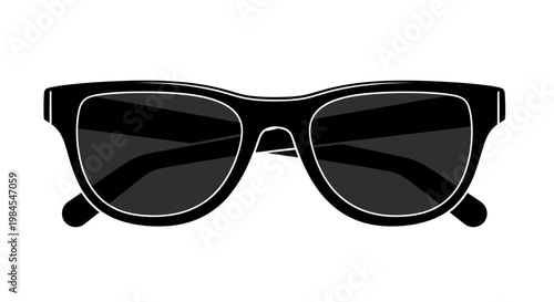 Minimalist black sunglasses illustration against a clean white background, ready for use